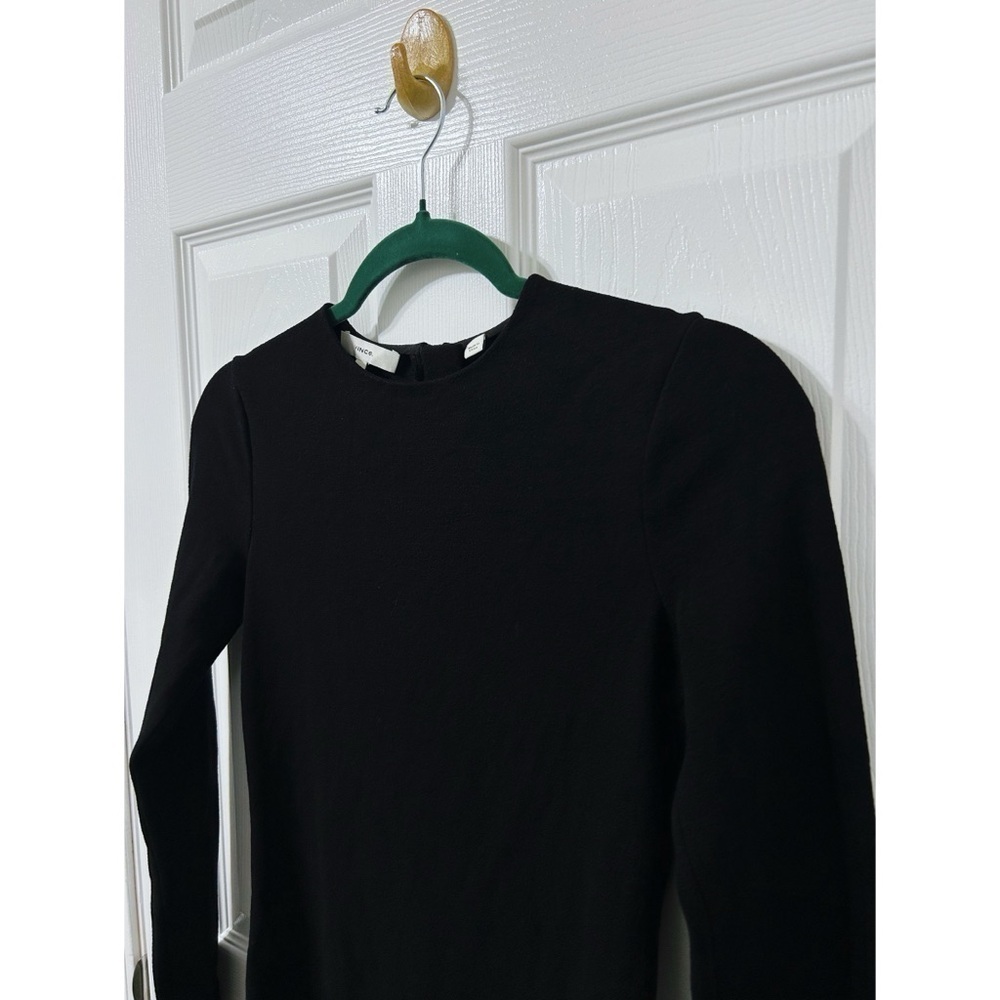 Vince Structured Solid Zip Back Midi Dress in Bla… - image 3